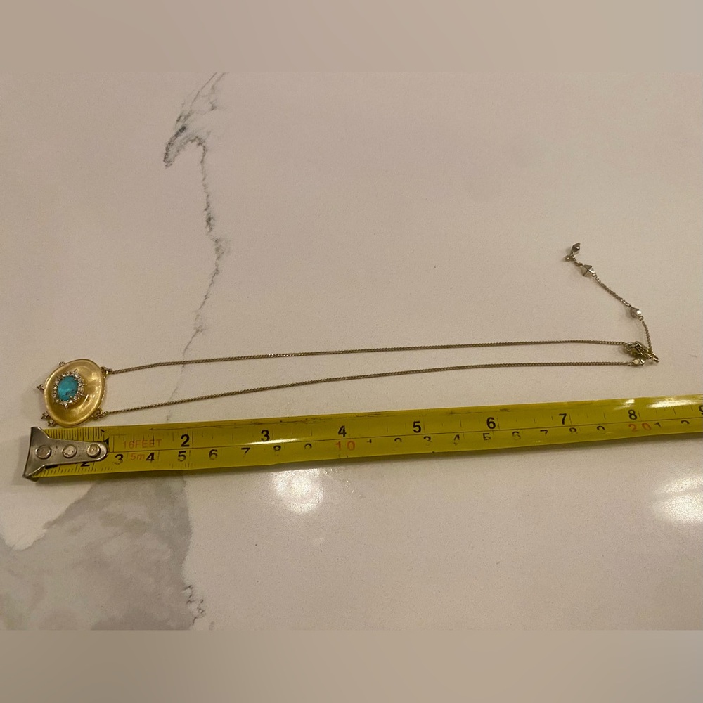 Alexis Bittar Gold adjustable Necklace with Turquoise & Crystal Accents - Picture 5 of 7